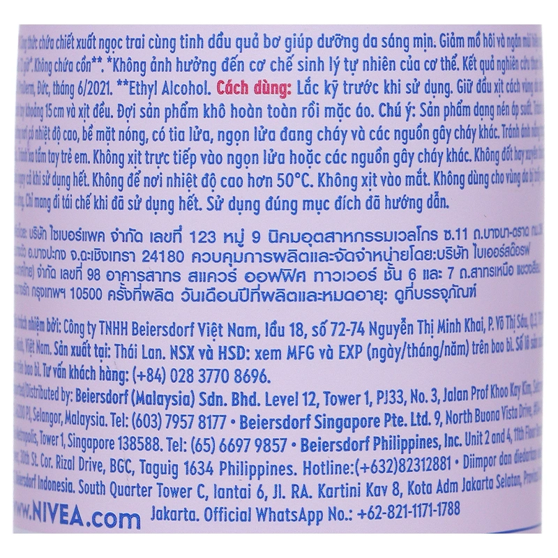 Xịt khử mùi Nivea Pearl & Beauty khử mùi, ngăn mồ hôi 72h chai 150ml - 5